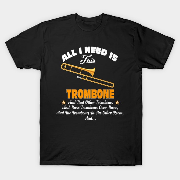 Music All I Need Is This Trombone T-Shirt by Skull Listening To Music